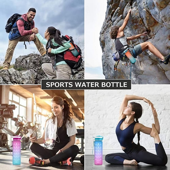 💝 Water Bottle with Time Scale Teal & Purple - Picture 6 of 6